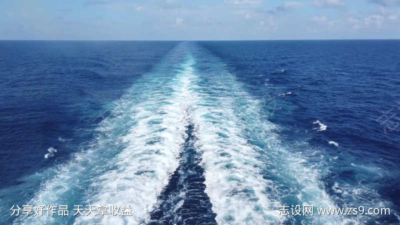 大海海景海水风景自然尾流