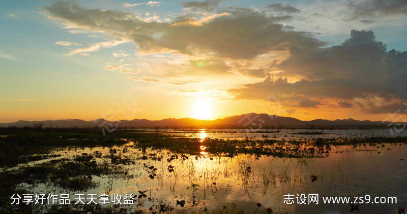 日落黄昏自然风景美景落日