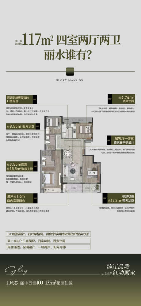 高端一线湖景大平层户型卖点配套海报_源文件下载_PSD格式_2126X4618像素-配套,大平层,湖景-作品编号:2025020509115495-志设-zs9.com
