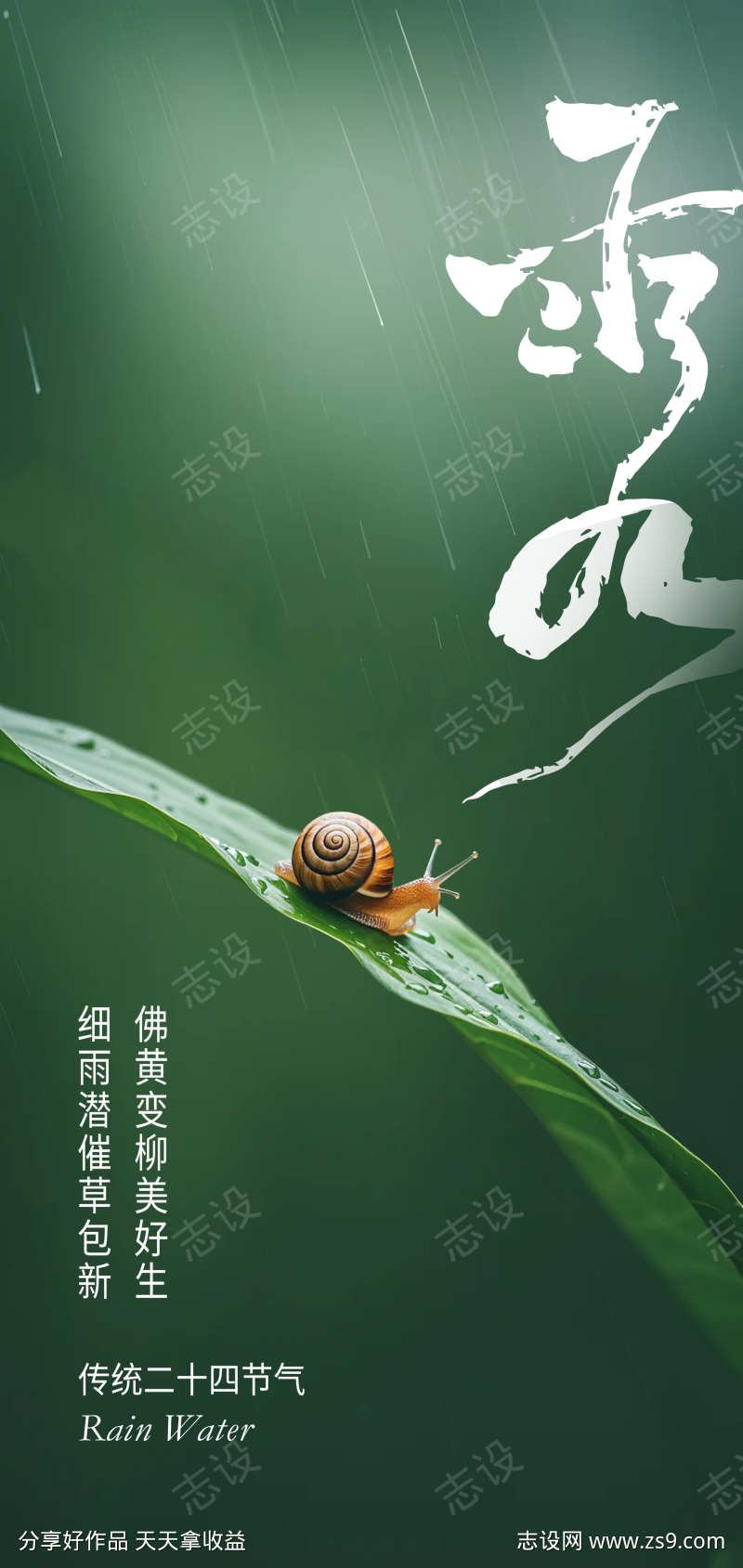 二十四节气雨水创意海报