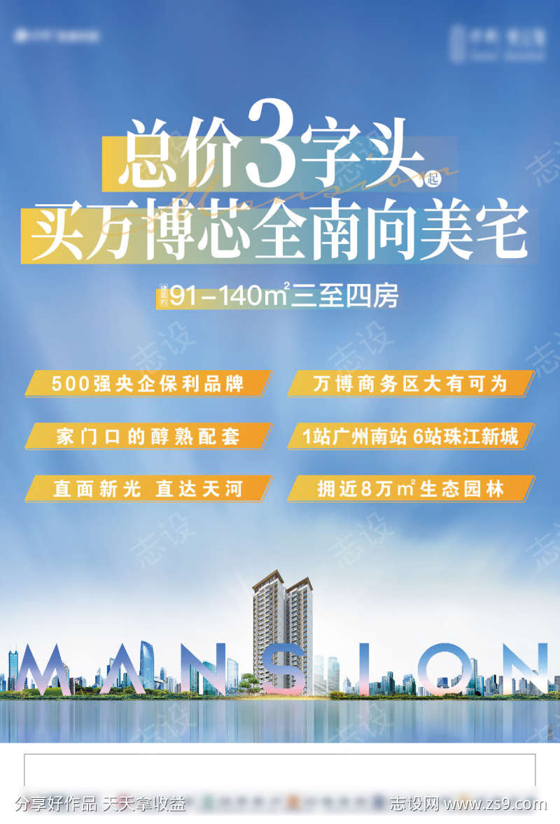 地产质感a3价值单面海报