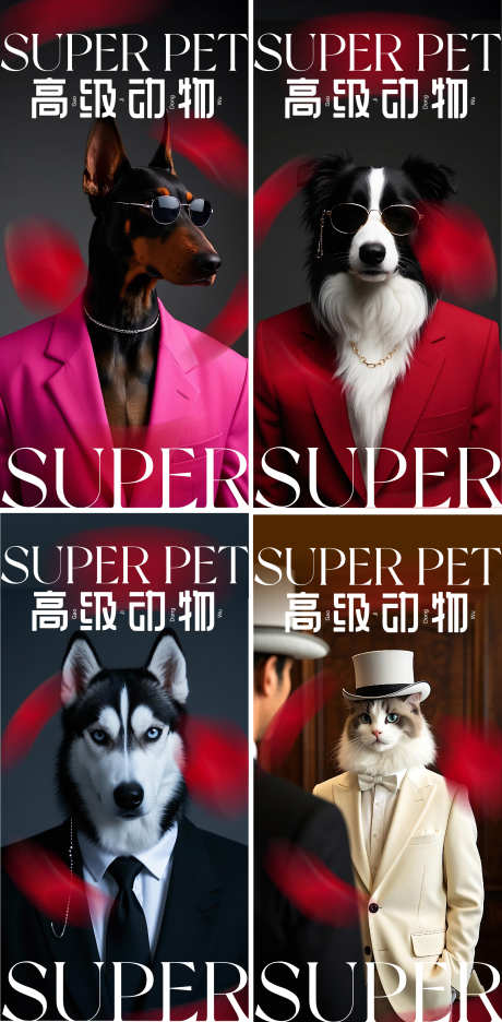 高级简约动物宠物杜宾猫狗杂志封面海报系列_源文件下载_AI格式_2273X4625像素-海报,封面,杂志-作品编号:2025022510169986-志设-zs9.com