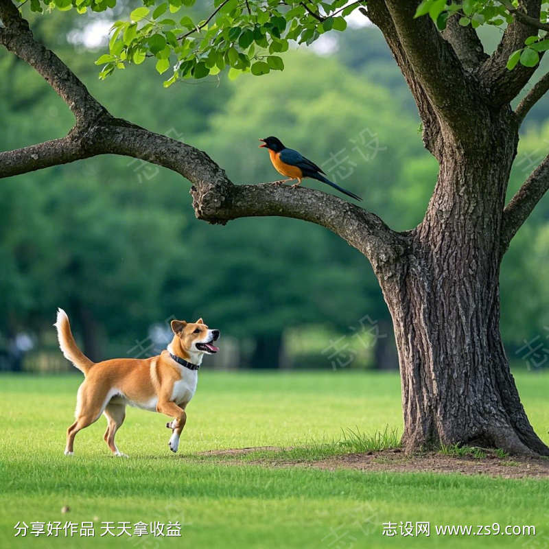 公园鸟叫声狗吠声