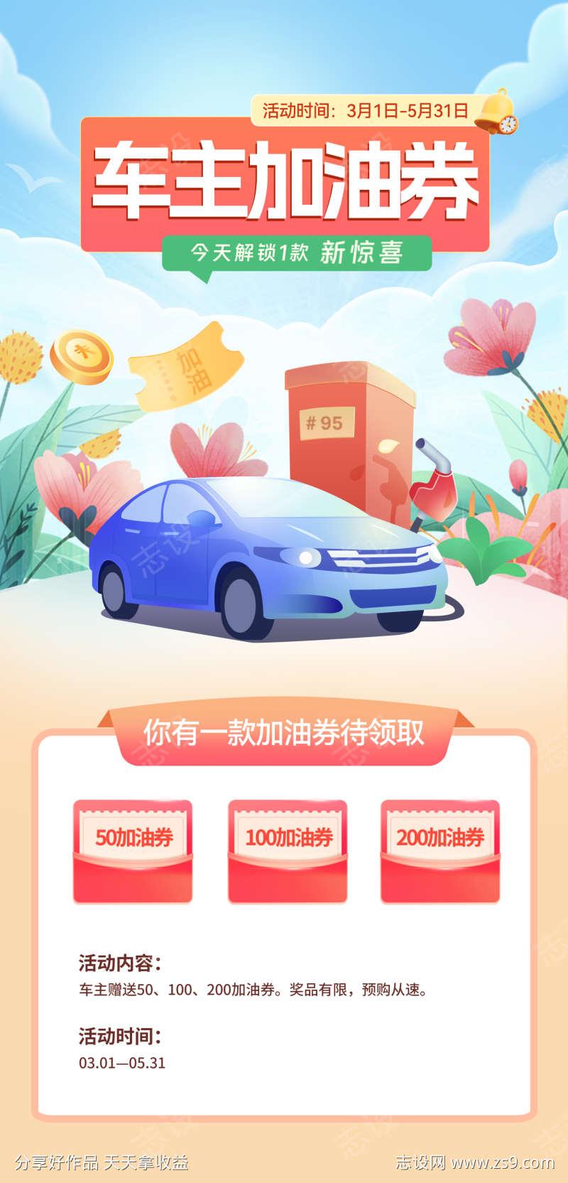 车主加油券活动海报