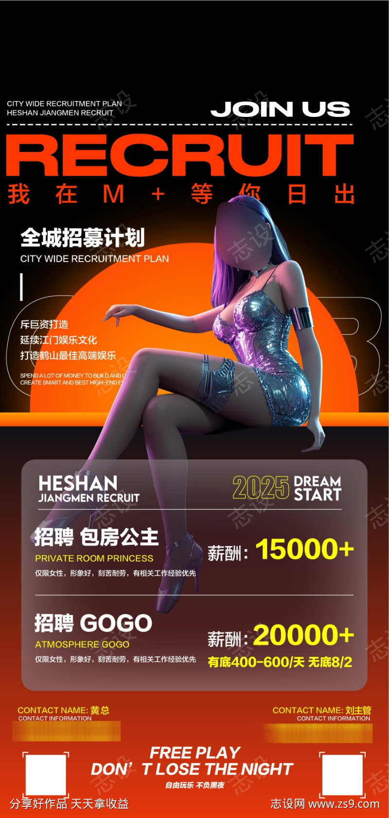 夜店俱乐部人才精英招聘创意海报