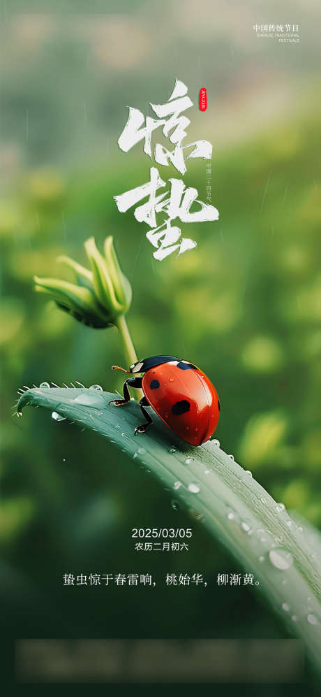 惊蛰节气海报_源文件下载_PSD格式_1080X2340像素-绿色,海报,节气-作品编号:2025030511482240-志设-zs9.com
