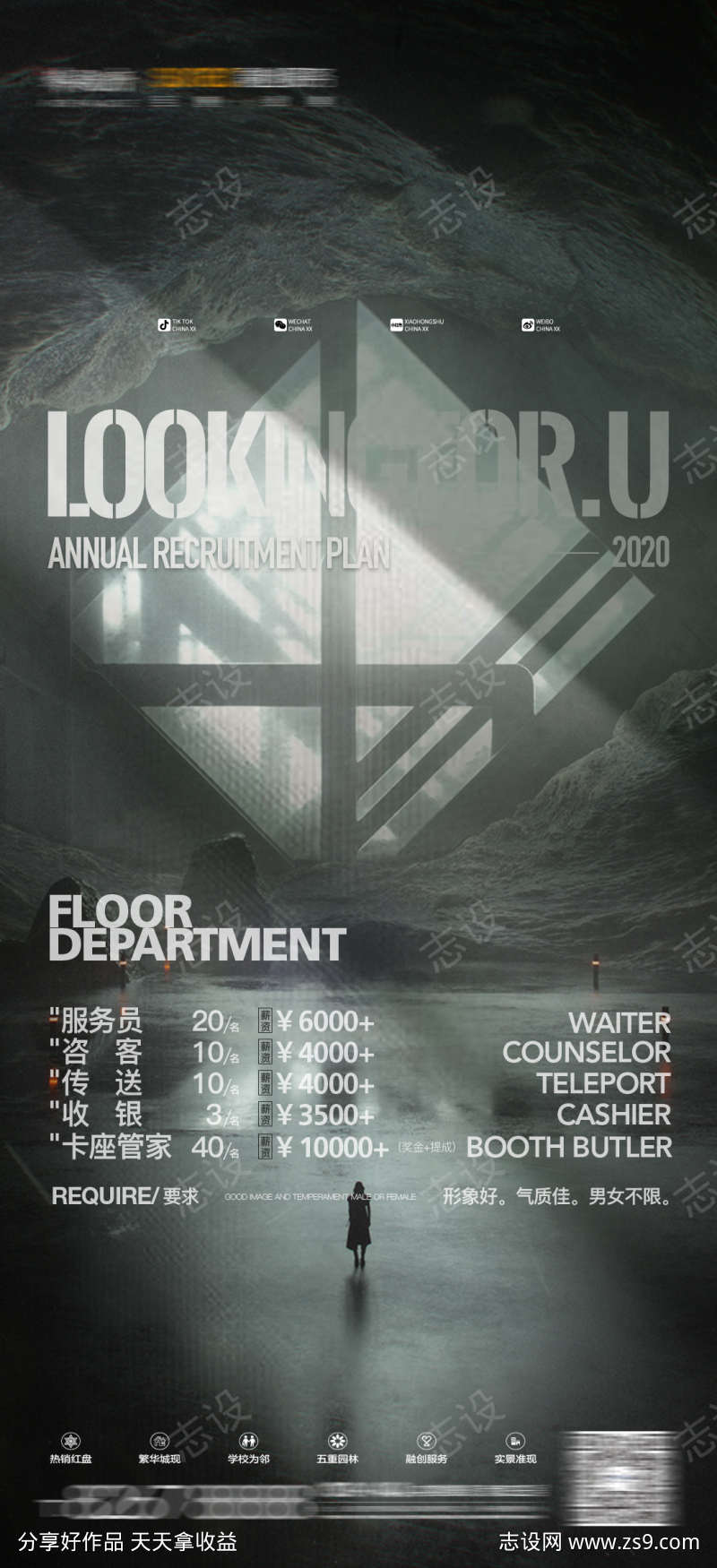 酒吧招聘海报宣传