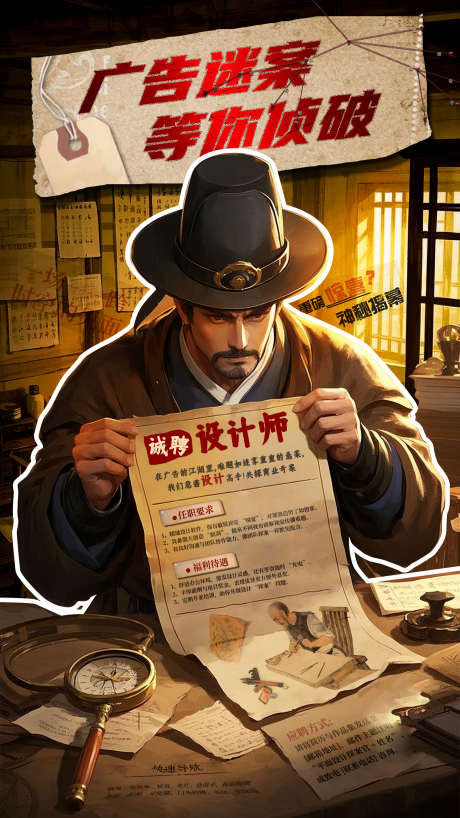 创意古风探案风招聘海报_源文件下载_PSD格式_1594X2835像素-招聘,海报,企业-作品编号:2025030914221659-志设-zs9.com