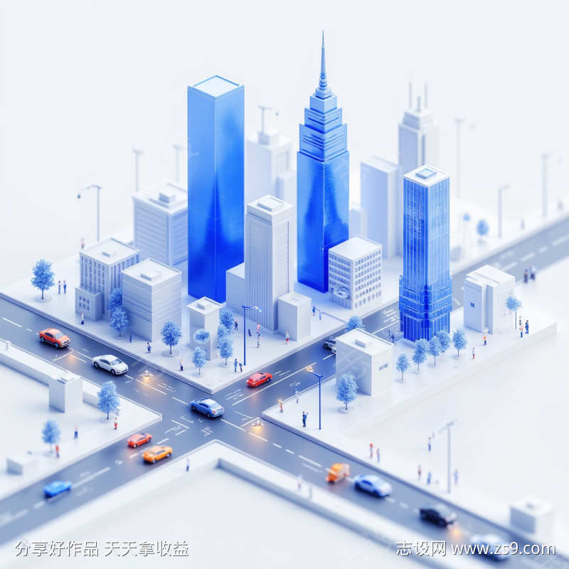 B端3D场景科技城市背景