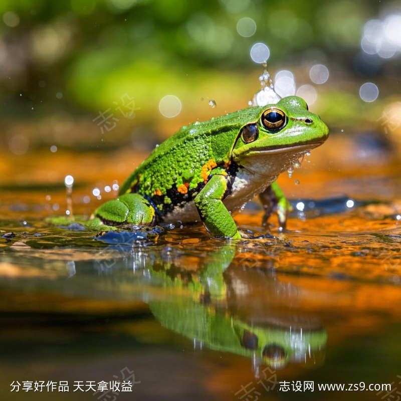 瀑布水流声青蛙鸟儿鸣叫声