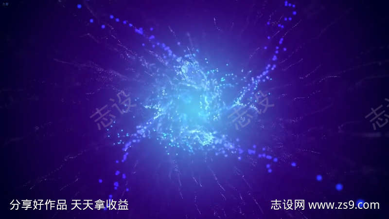 蓝色粒子飘散视频
