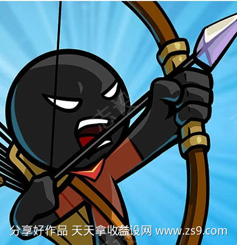 卡通动画弓形伸展与箭击中