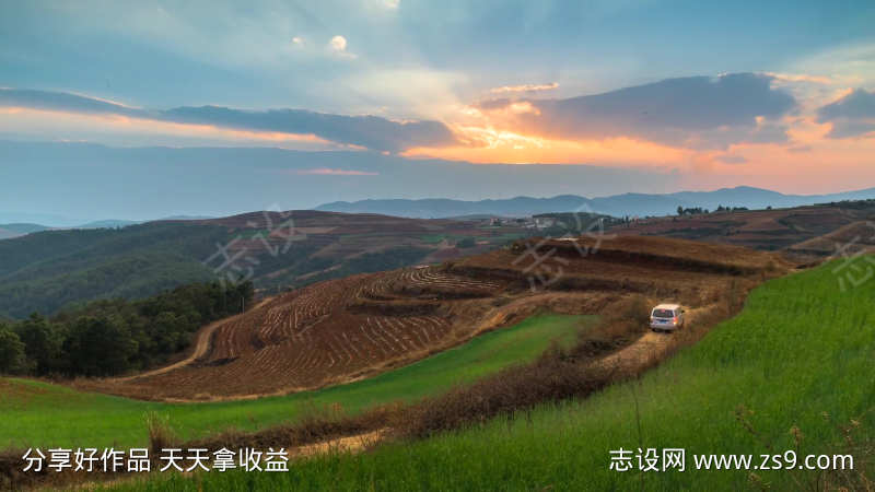 东川红土地日落延时风景