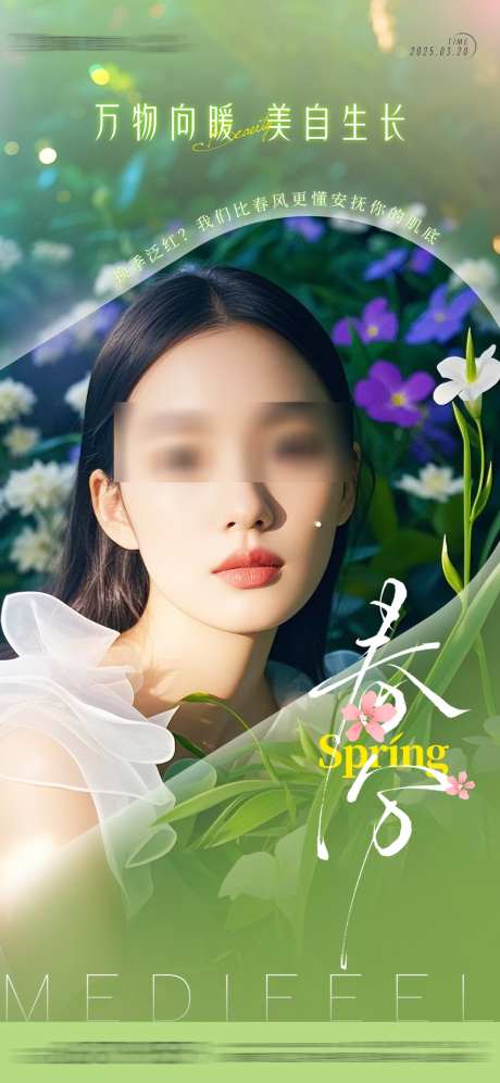 医美节气春分创意海报_源文件下载_PSD格式_1080X2340像素-创意,海报,春分-作品编号:2025031810009456-志设-zs9.com