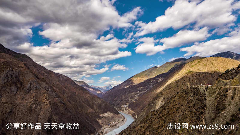 云南澜沧江峡谷晴空延时
