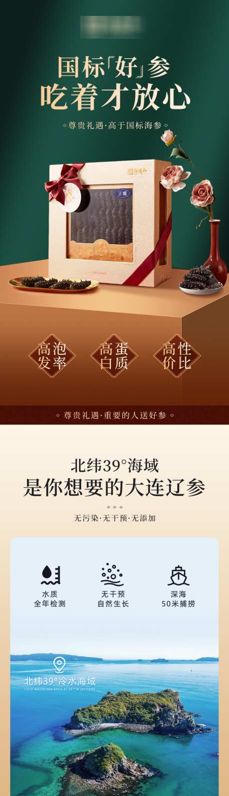 海参礼盒详情页_源文件下载_PSD格式_790X15000像素-食品,绿色,金色-作品编号:2025032115558380-志设-zs9.com