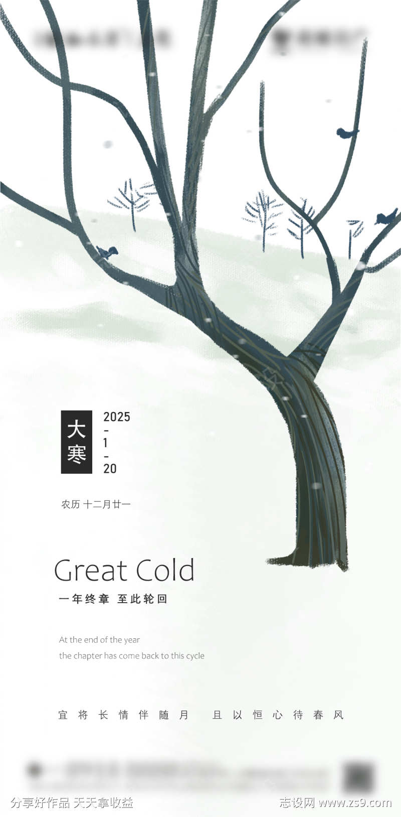 简洁大寒节气海报