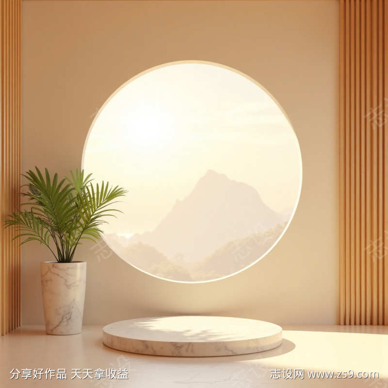 电商展台背景3D渲染底座舞台背景极简光影美学