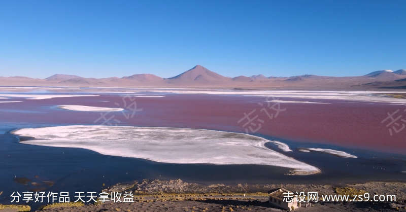 乌尤尼沙漠五彩湖鸟瞰图