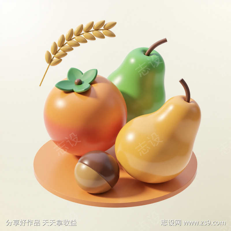 超细腻渲染极简风3d物品