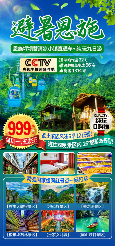 避暑恩施旅游海报_源文件下载_PSD格式_1000X2141像素-海报,景点,森林-作品编号:2025032615541359-志设-zs9.com