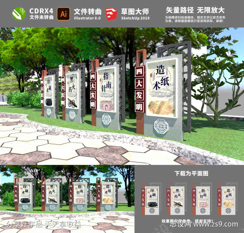 四大发明导视牌