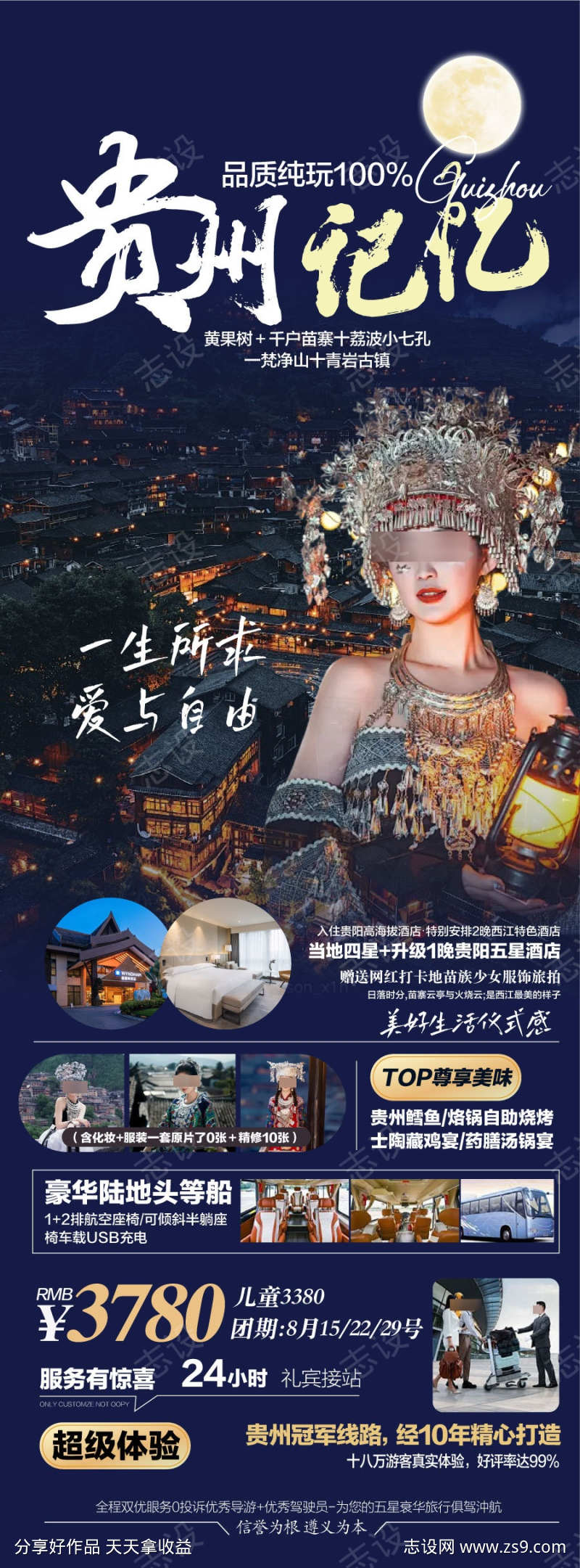 贵州民族风情黄果树旅游景点宣传海报