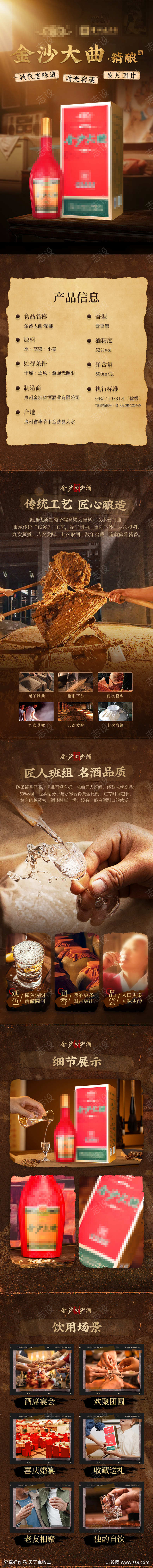 电商酒类怀旧风详情长图