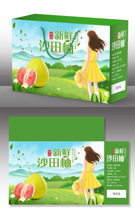 新鲜沙田柚水果包装盒礼盒设计_源文件下载_PSD格式_1500X2401像素-礼盒,包装盒,水果-作品编号:2025040613377237-志设-zs9.com