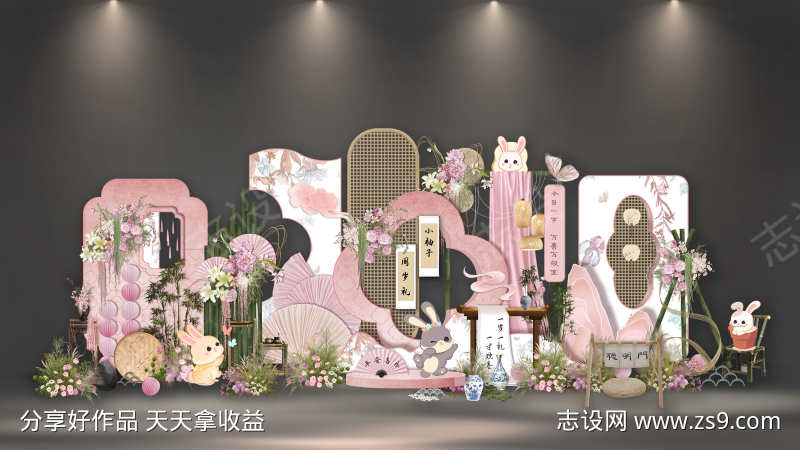 周岁礼宴迎宾合影区拍照打卡美陈布置KT版