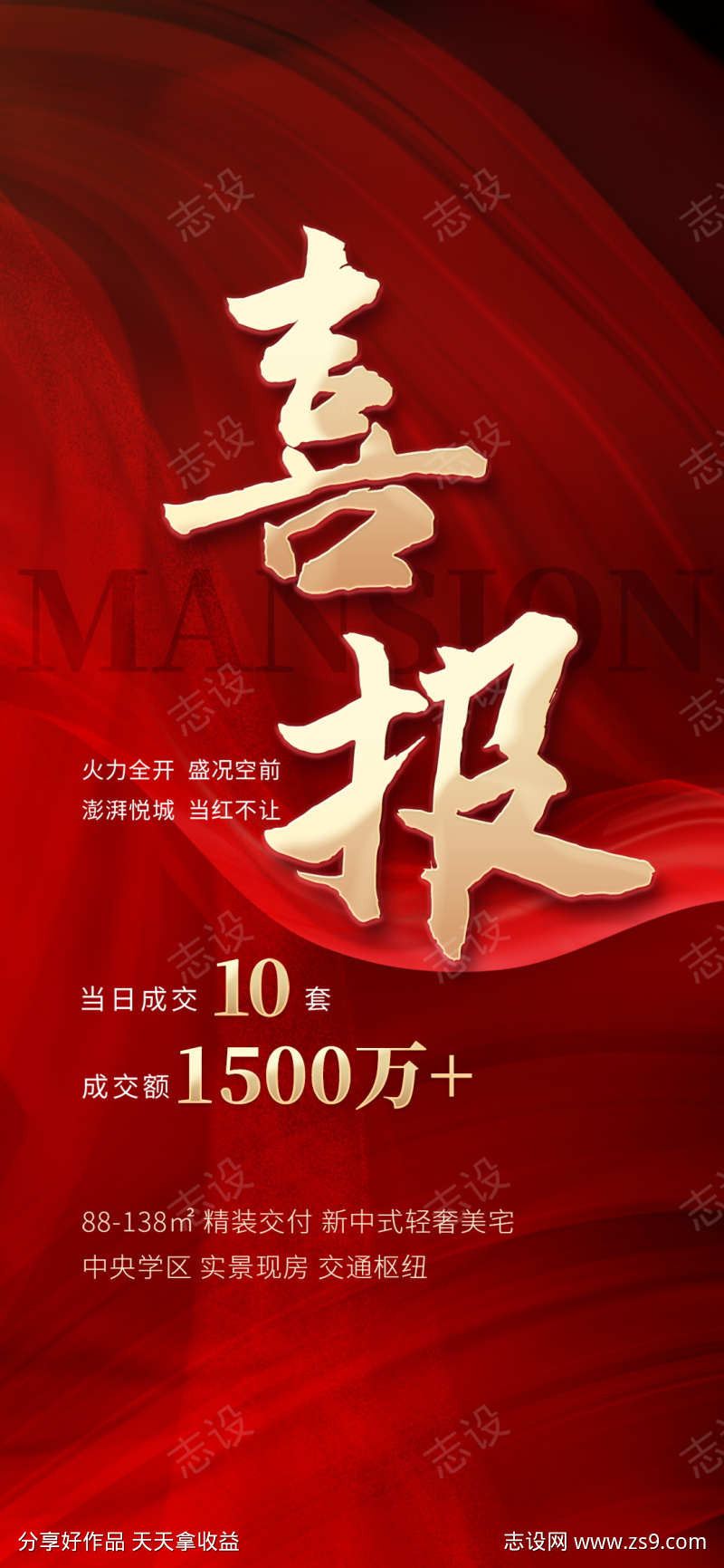 地产销售战报喜报贺报销冠海报