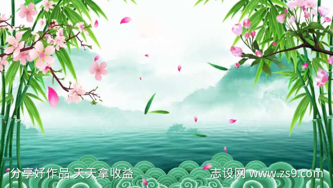 中国风端午节桃花竹子背景视频
