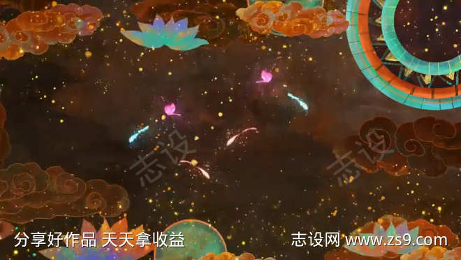 中国风敦煌莲花座蝴蝶视频