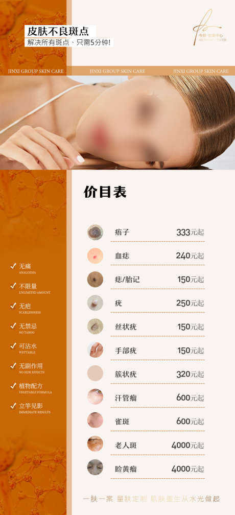 美容院祛痣祛斑项目价目表_源文件下载_PSD格式_2480X5433像素-痦子,老年斑,雀斑-作品编号:2025041009084052-志设-zs9.com