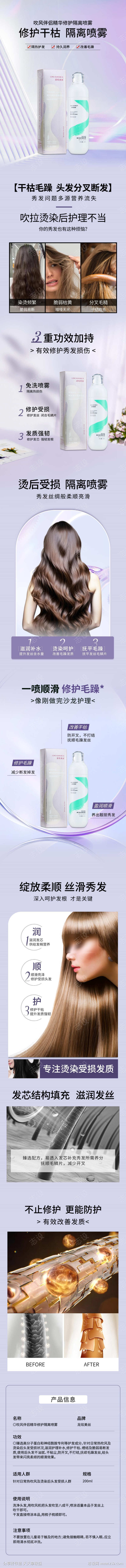 电商详情页淘宝详情页洗护护发喷雾