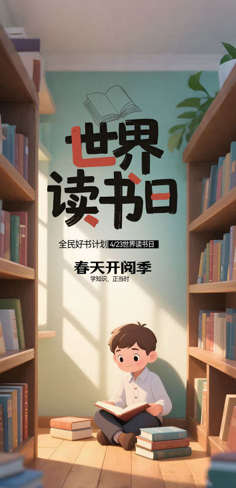 世界读书日海报_源文件下载_PSD格式_1800X3718像素-读书,儿童,读物-作品编号:2025041610326409-志设-zs9.com