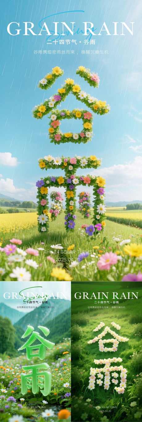 谷雨c4d微距创意系列海报_源文件下载_PSD格式_1080X3194像素-高级感,简约,中国风-作品编号:2025041614097624-志设-zs9.com