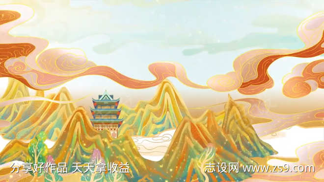 中国风敦煌背景视频