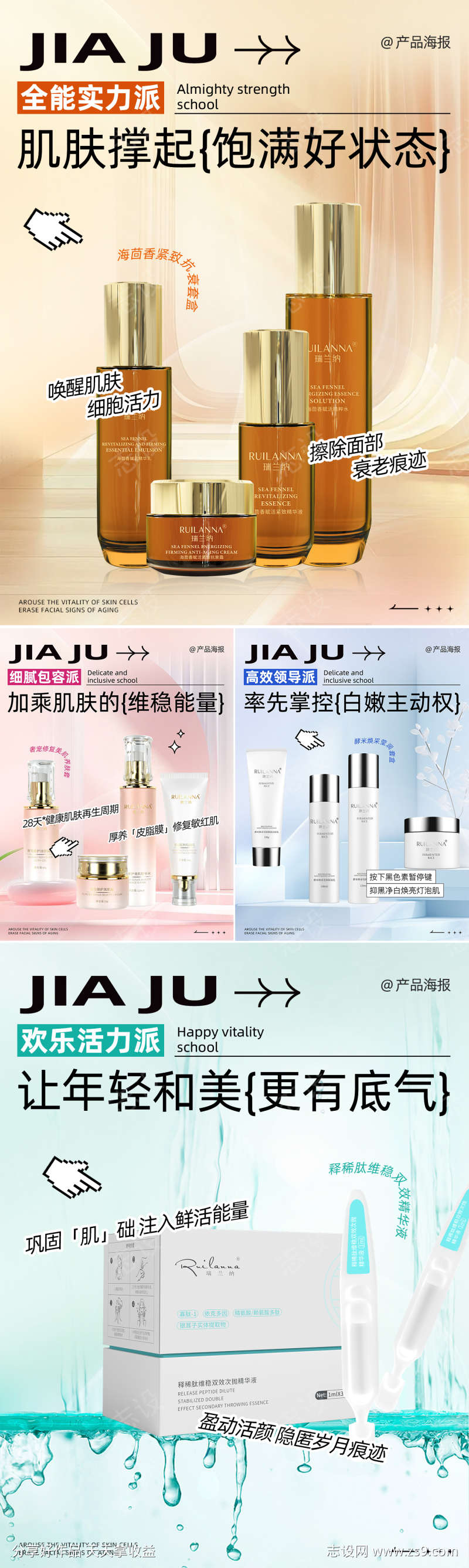 小红书护肤品系列海报