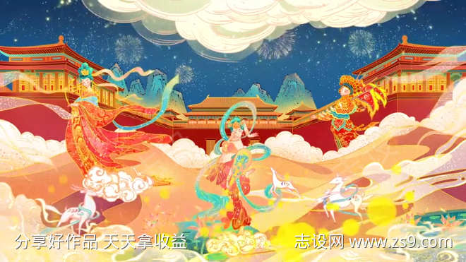 中国风敦煌舞女