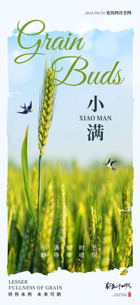 中国传统二十四节气小满麦田海报_源文件下载_PSD格式_1080X2340像素-小满,麦田,海报-作品编号:2025042211246375-志设-zs9.com