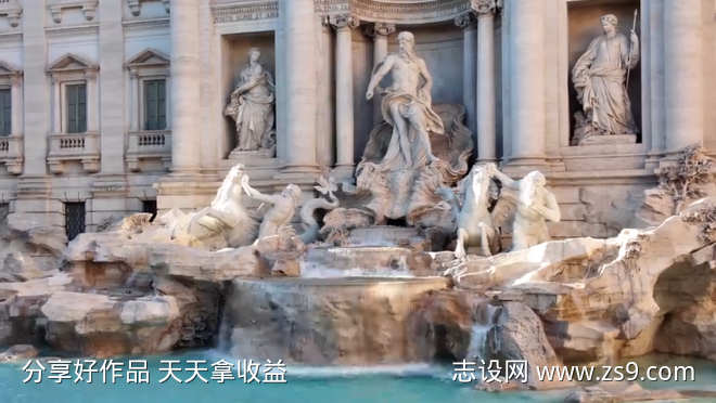 罗马雄伟的特莱维喷泉标志性地标