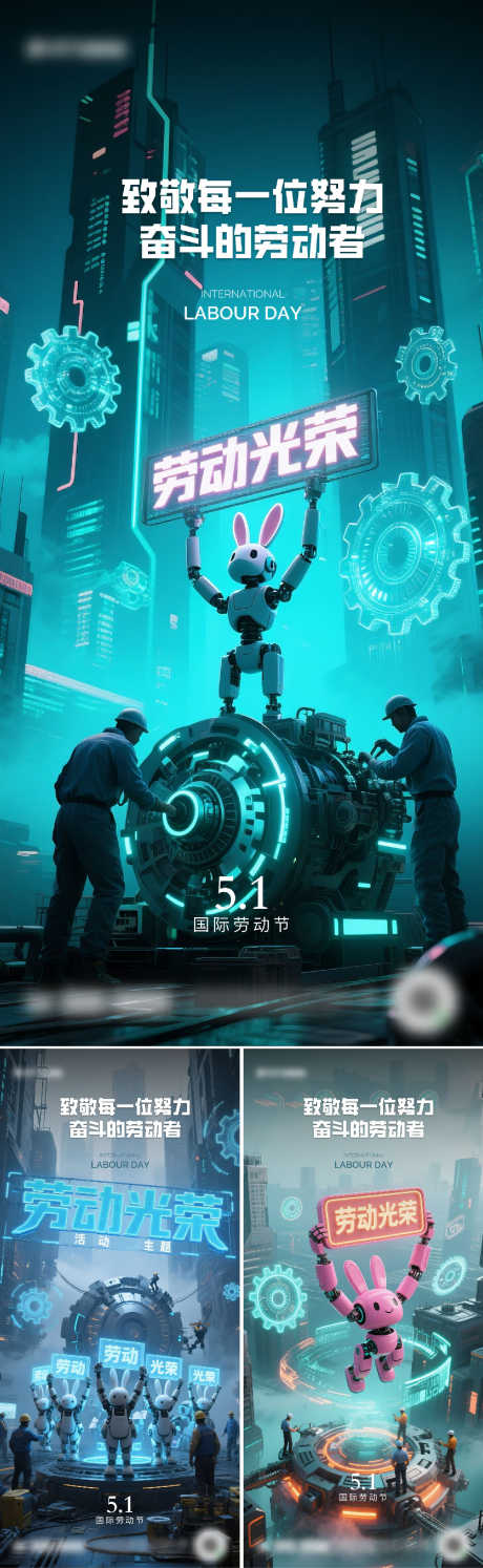 五一劳动节海报_源文件下载_AI,PSD格式_1500X4872像素-蓝色,粉色,劳动节-作品编号:2025042516151842-志设-zs9.com