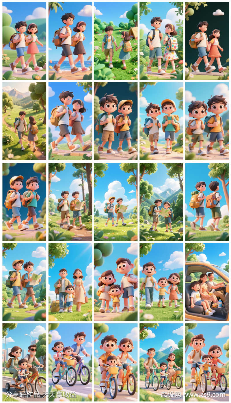 AI绘画五一十一出游C4D背景