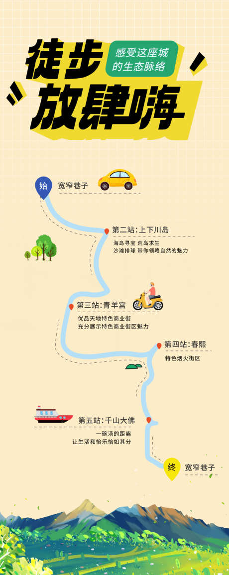 徒步运动旅游景点比赛路线图海报_源文件下载_AI格式_1000X2510像素-运动,旅游,景点-作品编号:2025042810466006-志设-zs9.com