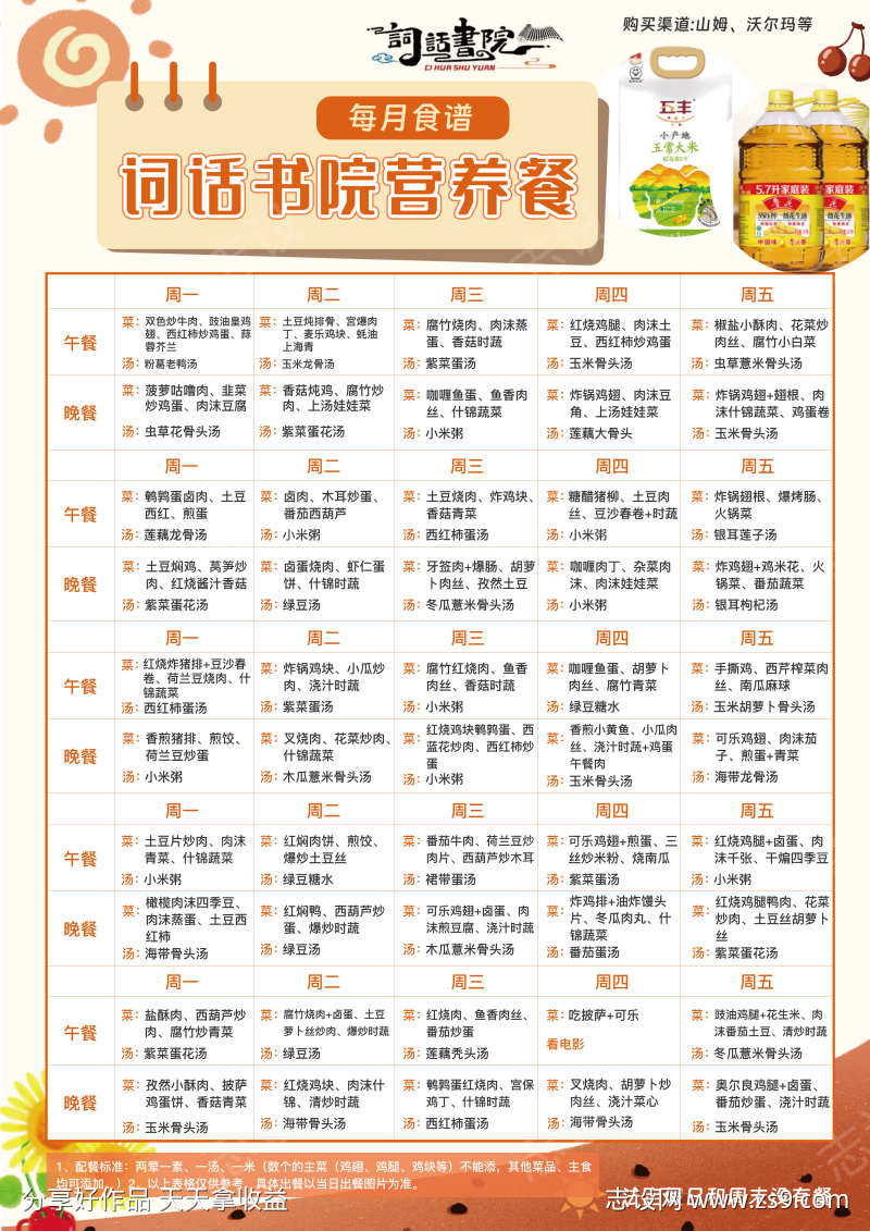 儿童营养餐餐表海报
