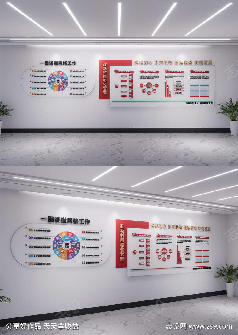 社区文化墙乡村网格化管理文化墙展厅墙