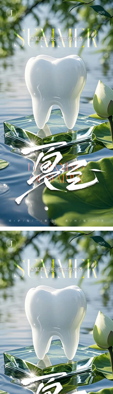 口腔夏至节气海报_源文件下载_AI,PSD格式_1000X4036像素-荷叶,牙齿,夏至-作品编号:2025042917251226-志设-zs9.com