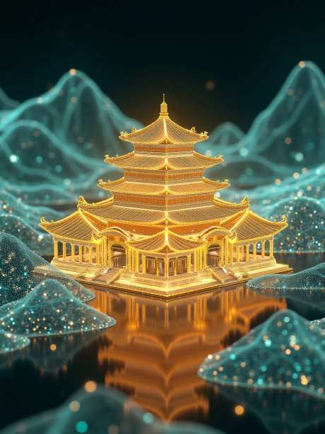 全息中式建筑影像_源文件下载_PNG格式_960X1280像素-未来,科技,建筑-作品编号:2025043013263775-志设-zs9.com