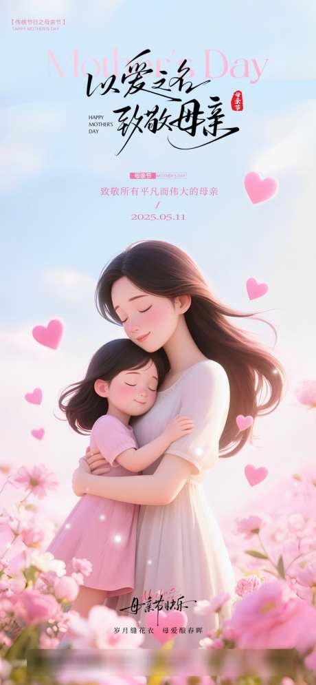 母亲节海报_源文件下载_PSD格式_1080X2337像素-卡通,母女,插画-作品编号:2025050610394106-志设-zs9.com